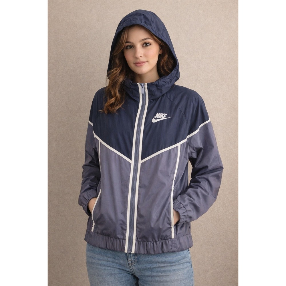 Nike Sportswear Windrunner Hooded Windbreaker Jacket Navy Blue Slate size L - Picture 2 of 8